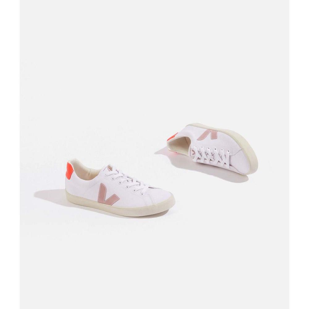 Pantofi Dama Veja ESPLAR SE CANVAS White/Orange | RO 512XYU